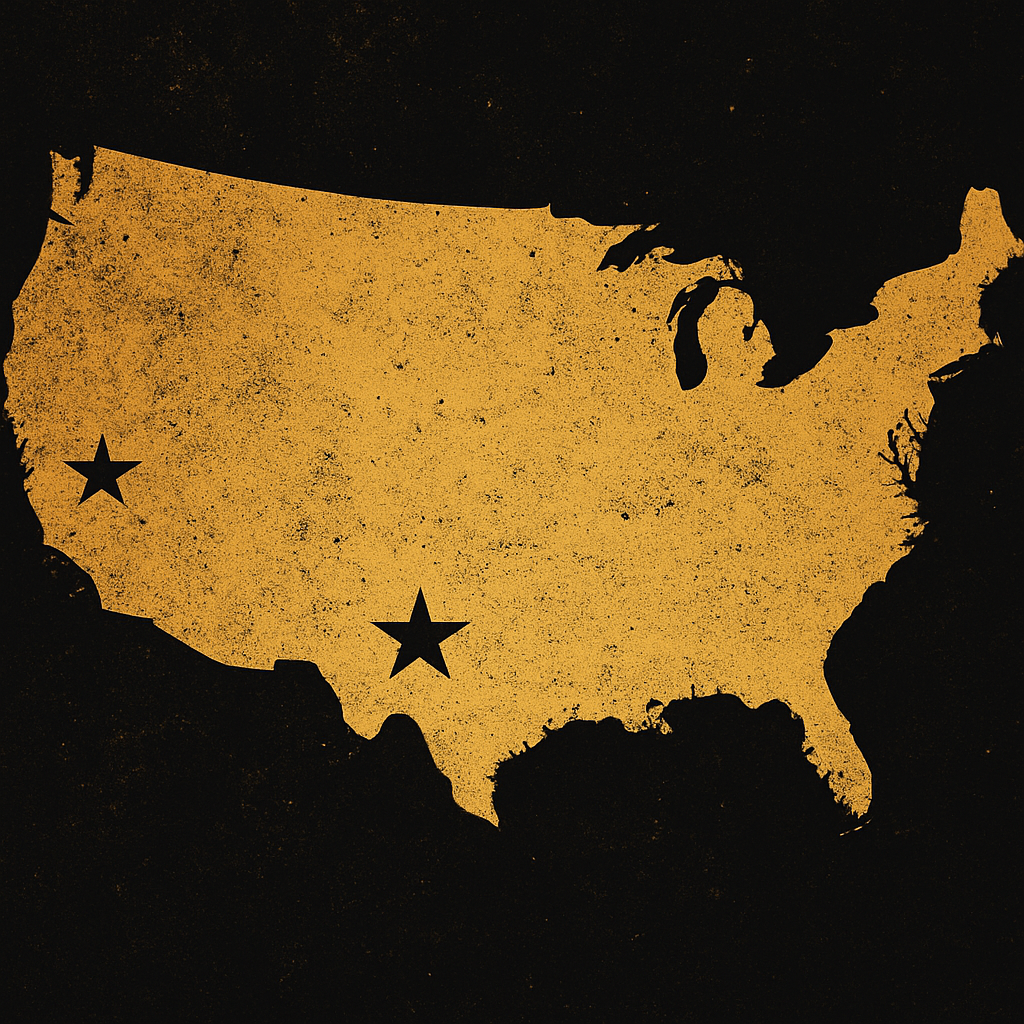 Gold map of USA
